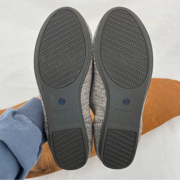 Rothy’s The Flat Taupe Heather Grey Heathered Neutral Round Toe Slip On Shoes 7 - Picture 7 of 16